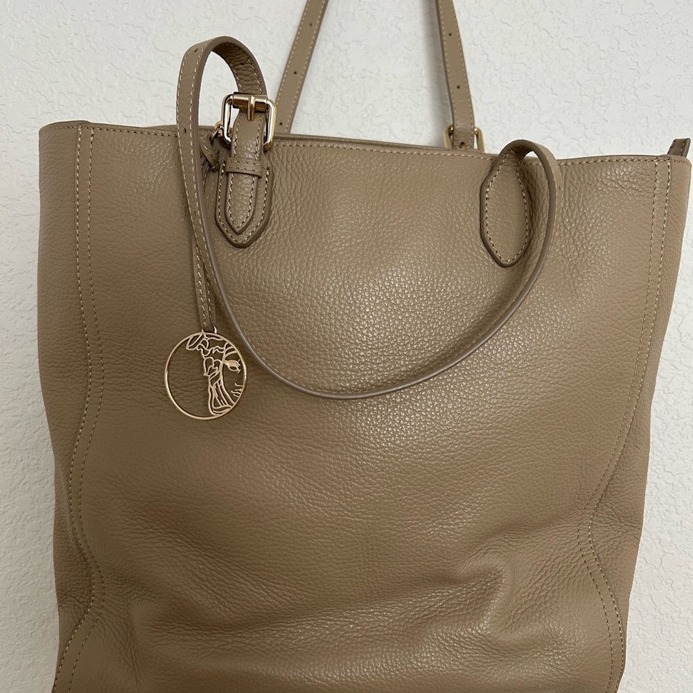 Taupe Leather Tote Bag
